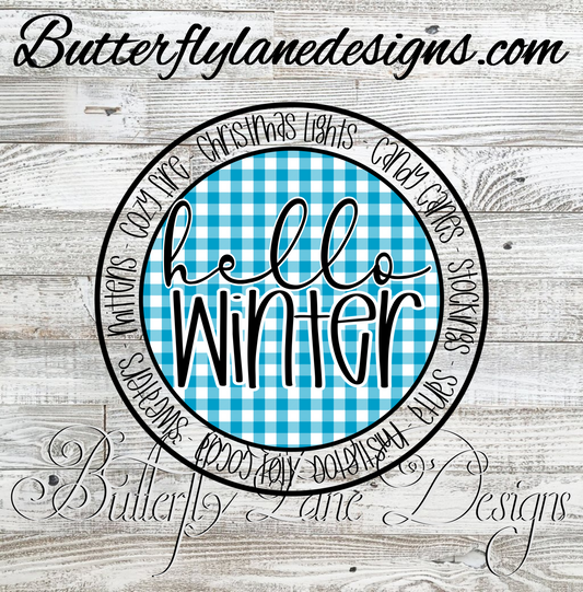 Hello Winter blue Plaid-01-circle :: Clear Decal :: VC Decal