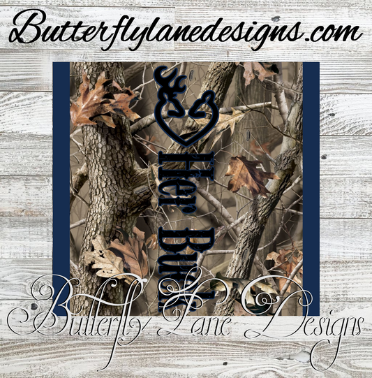 Her Buck-Blue camo- :: White Cast Tumbler wrap