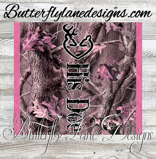 His Doe-Pink tinted camo :: White Cast Tumbler wrap