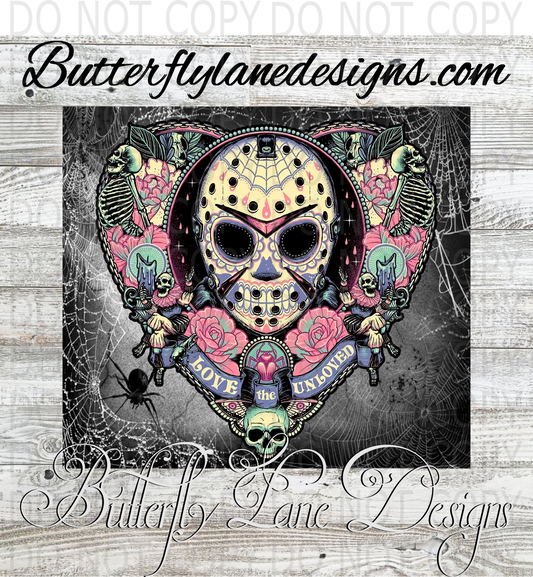 Horror;  Jason:: White Cast Tumbler wrap