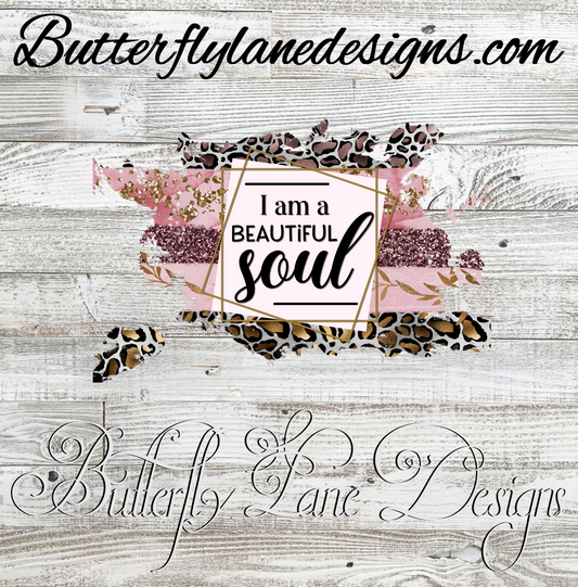I am a beautiful soul-Pink leopard  :: Clear Cast Decal