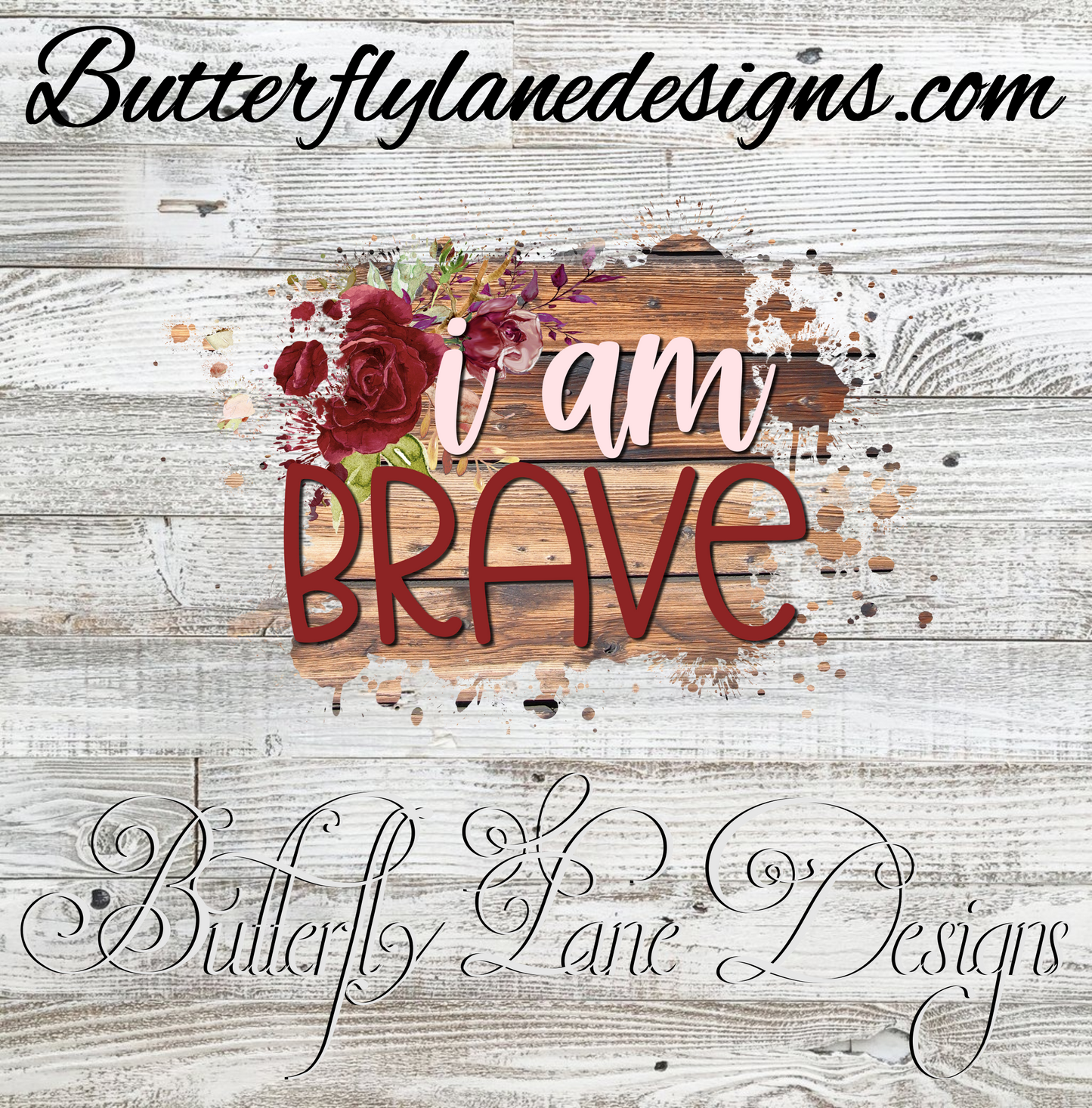 I am brave- Red rose with brown planks :: Clear Cast Decal