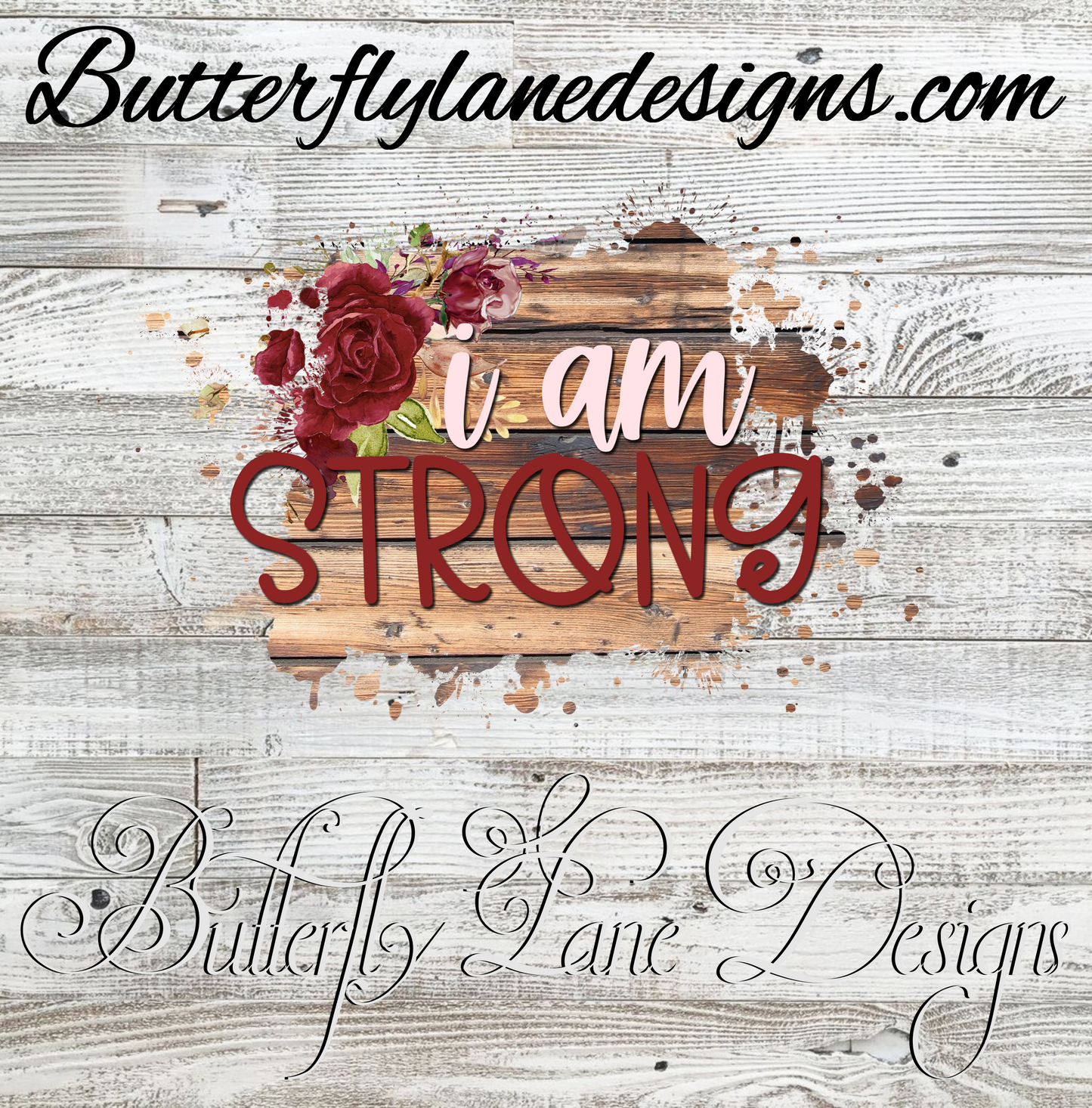 I am strong- Red rose with brown planks :: Clear Cast Decal
