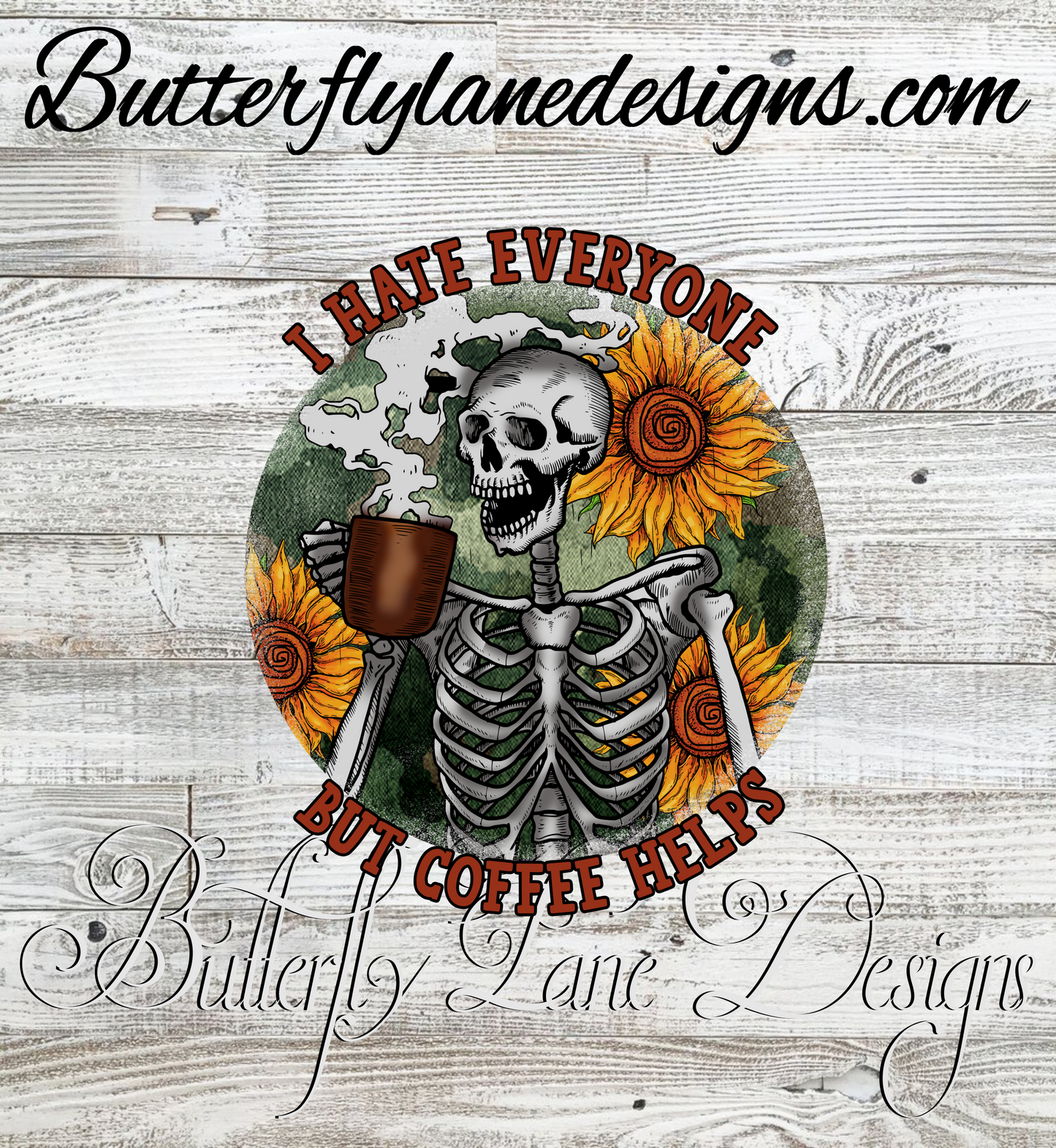 I hate everyone but coffee helps-circle- :: Clear Decal or VCD