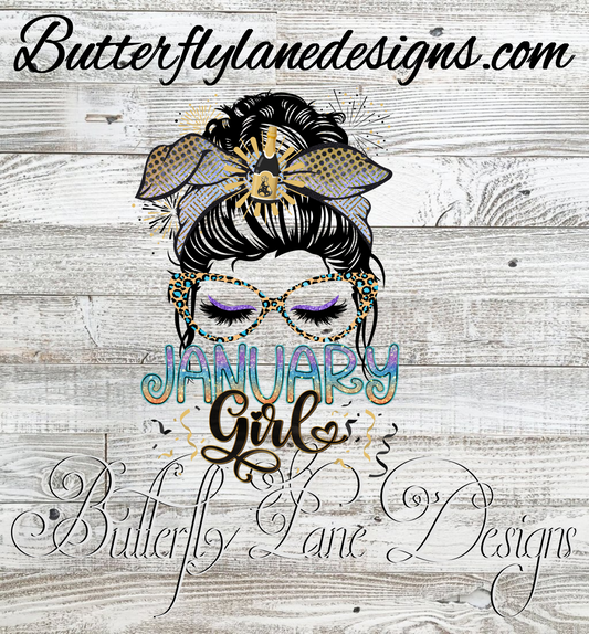 January Girl- Messy Bun :: Clear Cast Decal