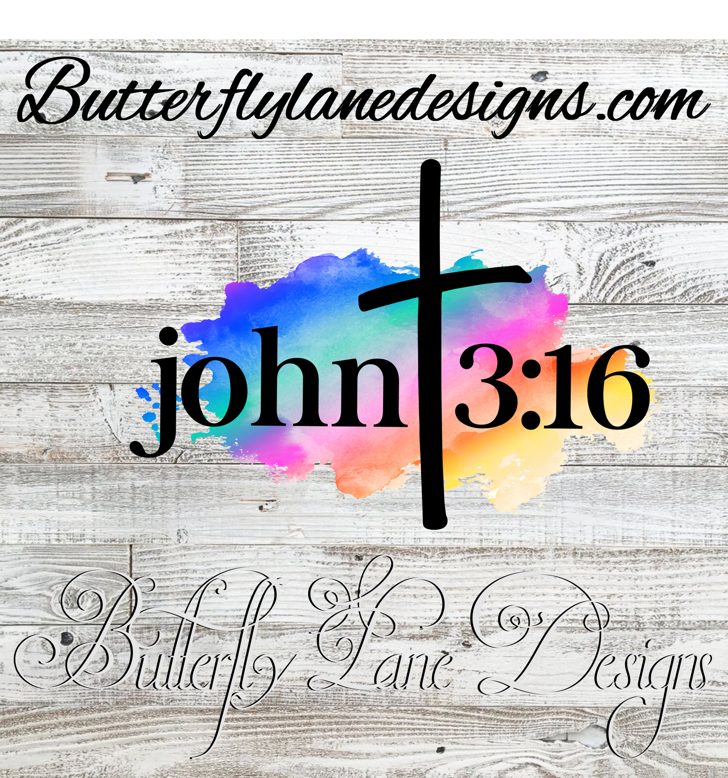 John 3:16, Rainbow watercolor inks :: Clear Cast Decal
