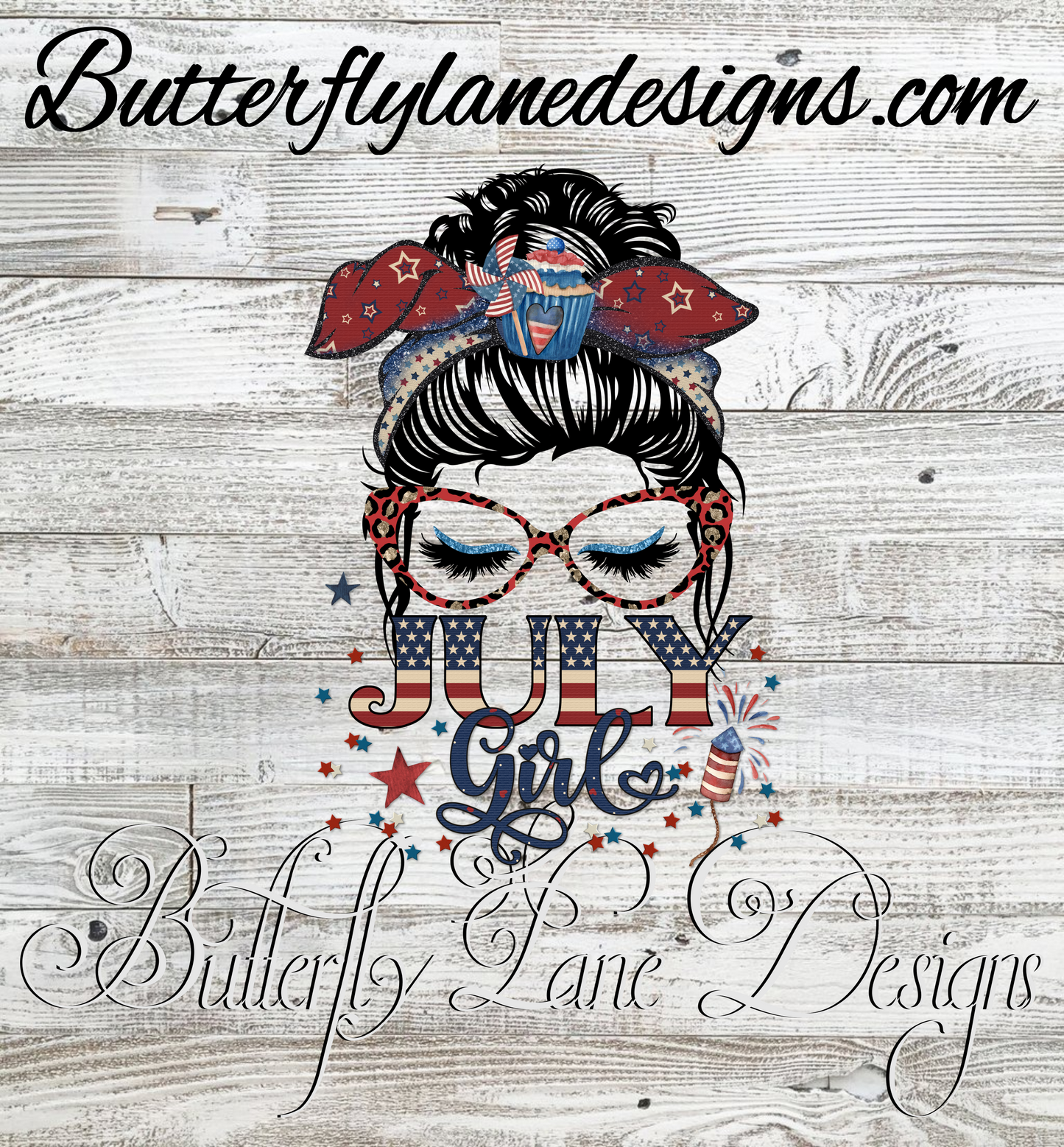 4th of July Girl- Messy Bun :: Clear Cast Decal