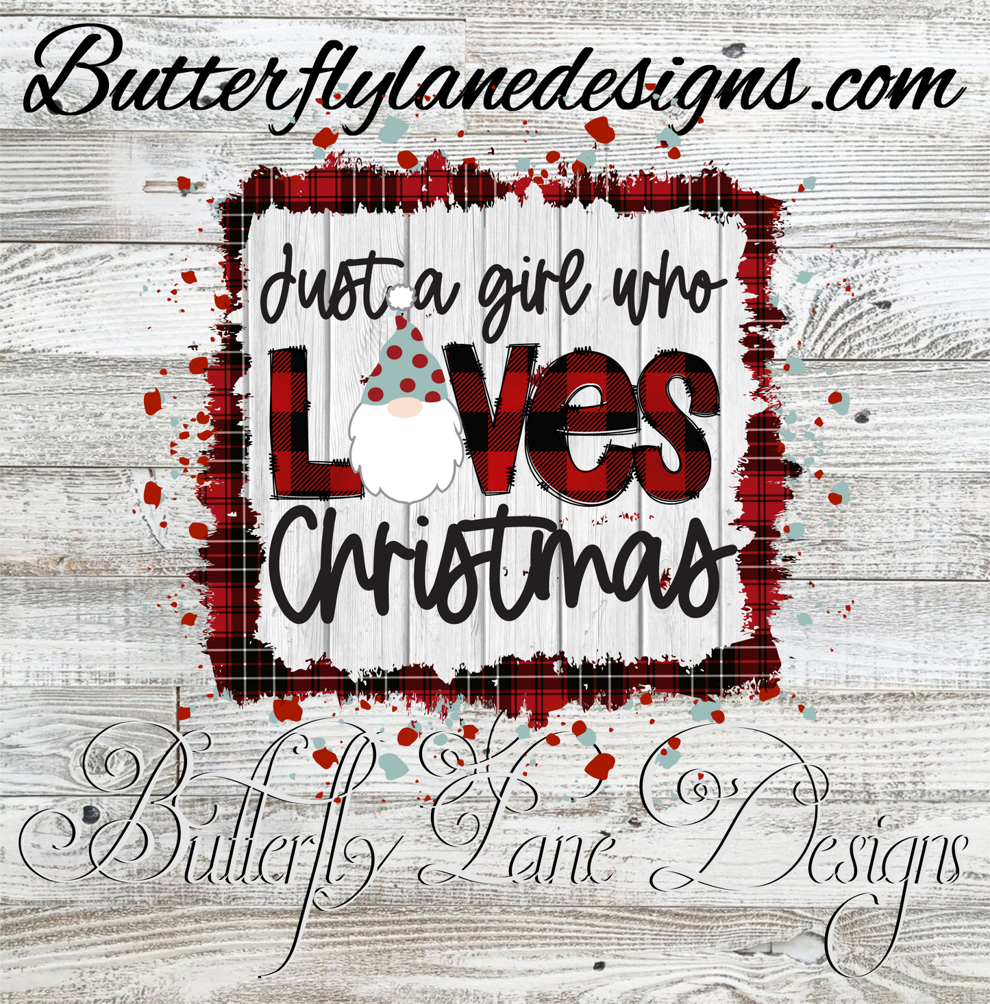 Just a girl who loves Christmas-Red plaid :: Clear Cast Decal