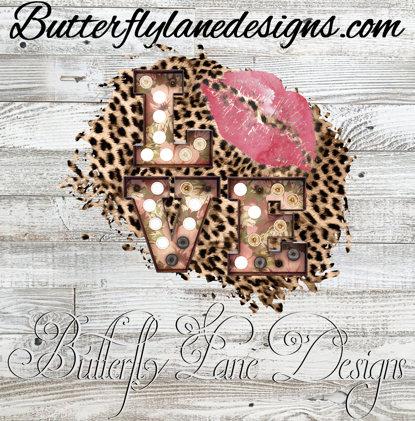 Love-leopard print- bright pink lips :: Clear Cast Decal