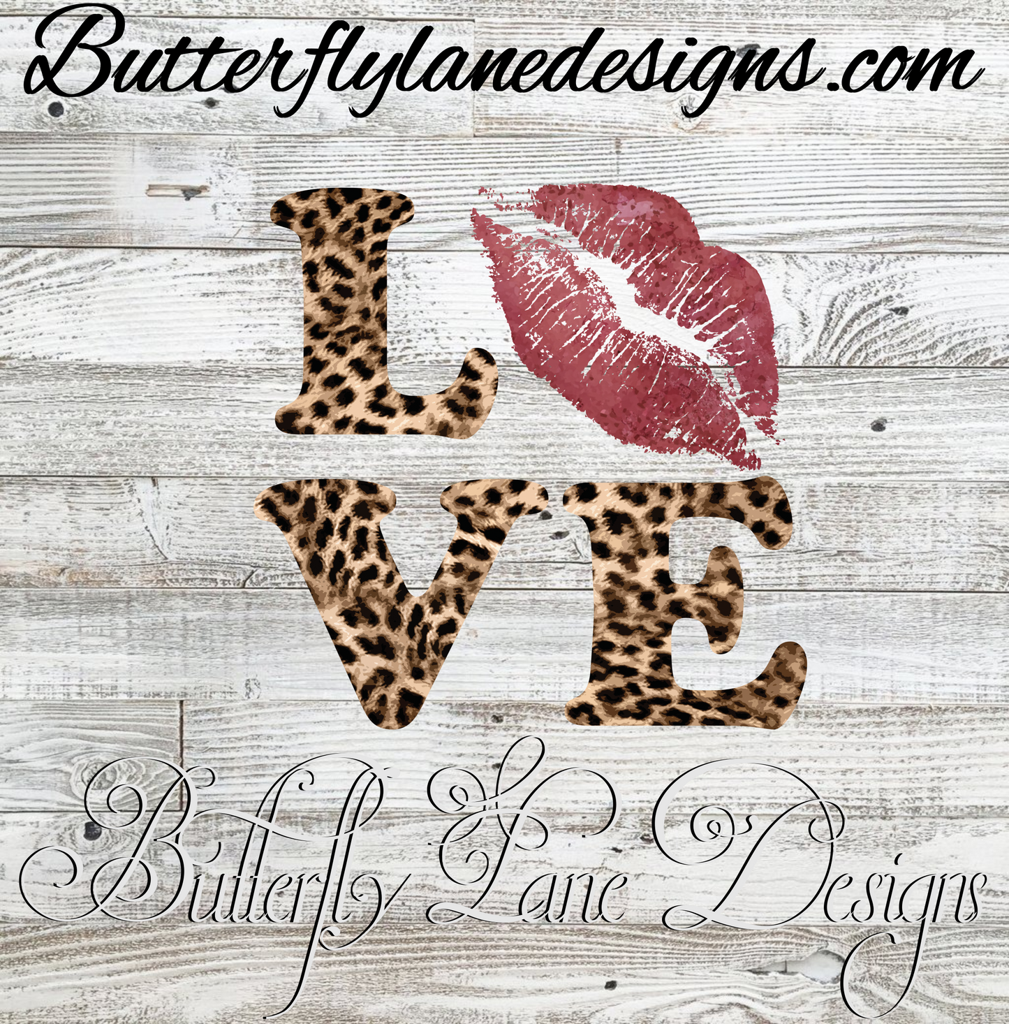 Love-leopard print- red lips:: Clear Cast Decal