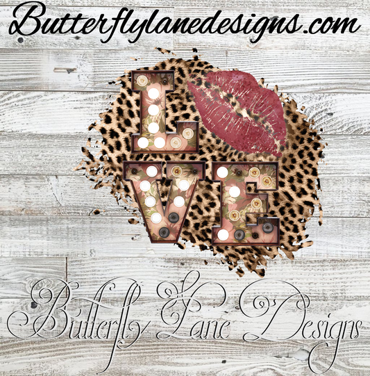 Love-red lips-leopard print :: Clear Cast Decal