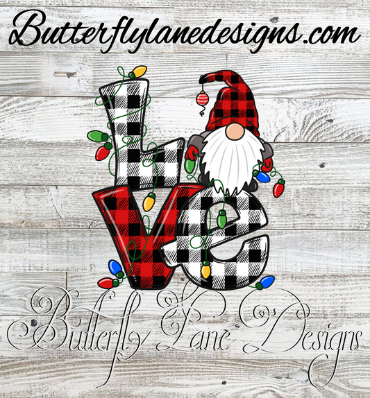 Love Gnome red and white plaid :: Clear Cast Decal