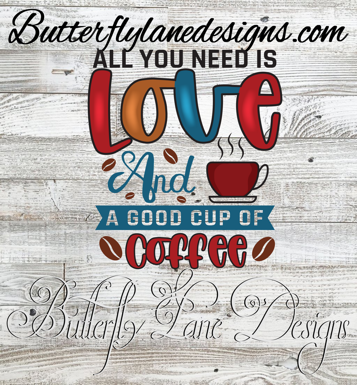 Love & Good cup of Coffee :: Clear Cast Decal