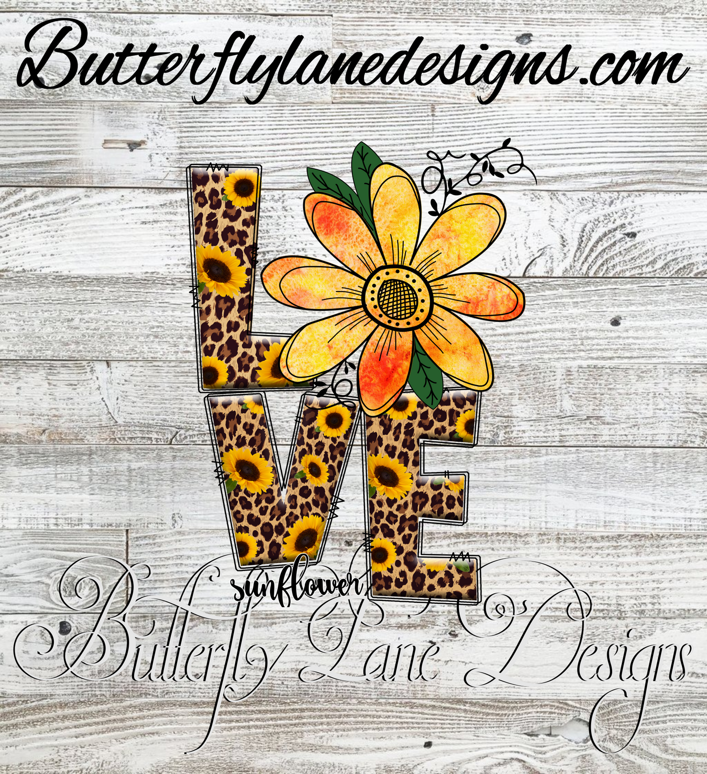 Love text-Sunflower :: Clear Decal or VCD