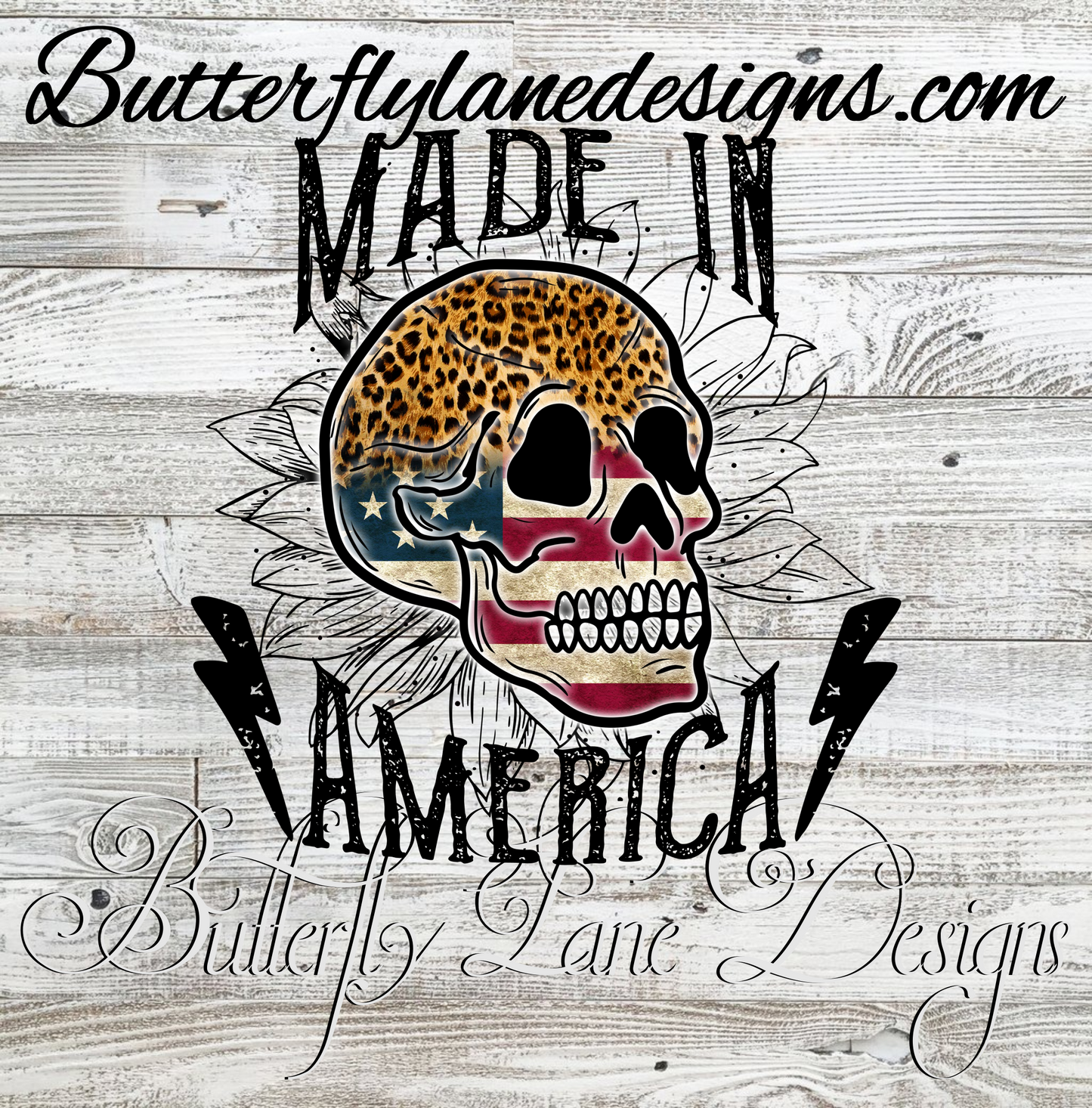 Made in America-skull bolts :: Clear Decal :: VC Decal