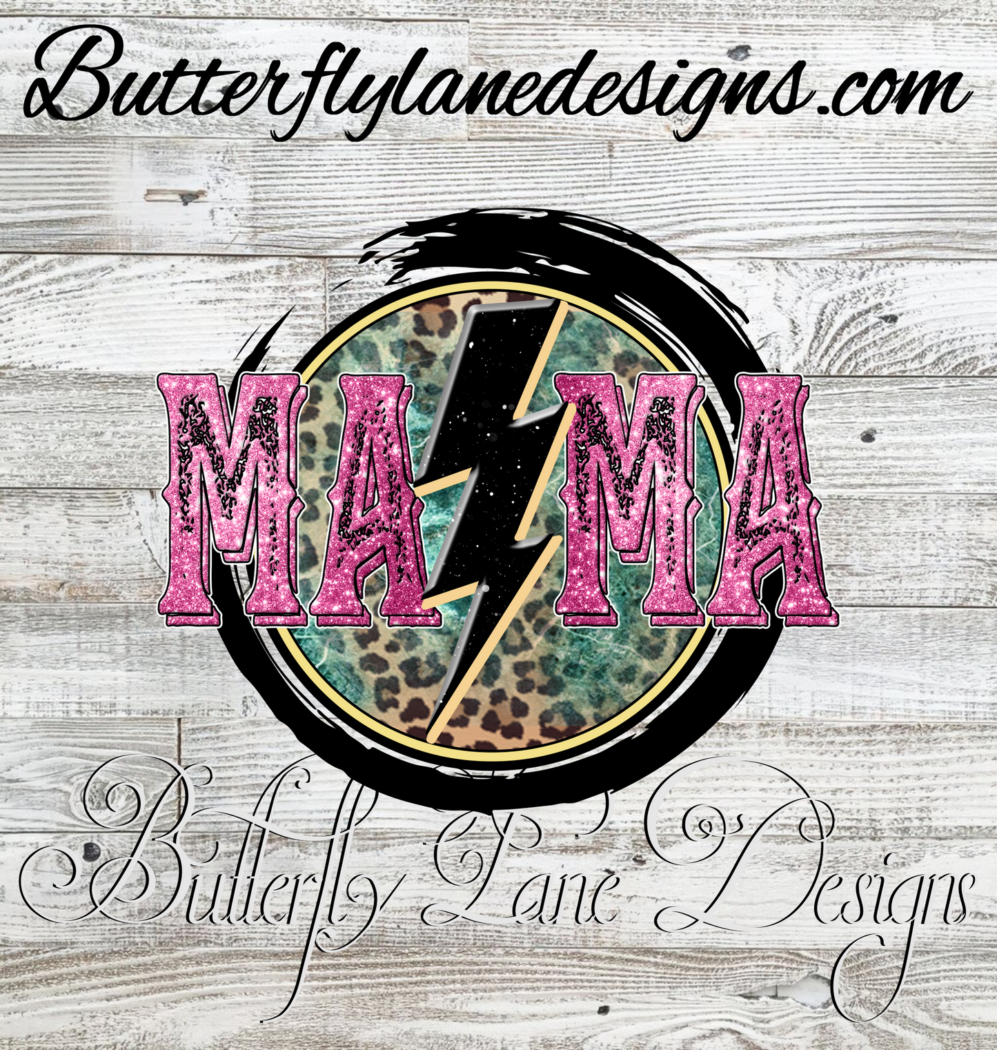Mama-Black-Gold-Hot Pink leopard print lighting :: Clear Decal / VC Decal