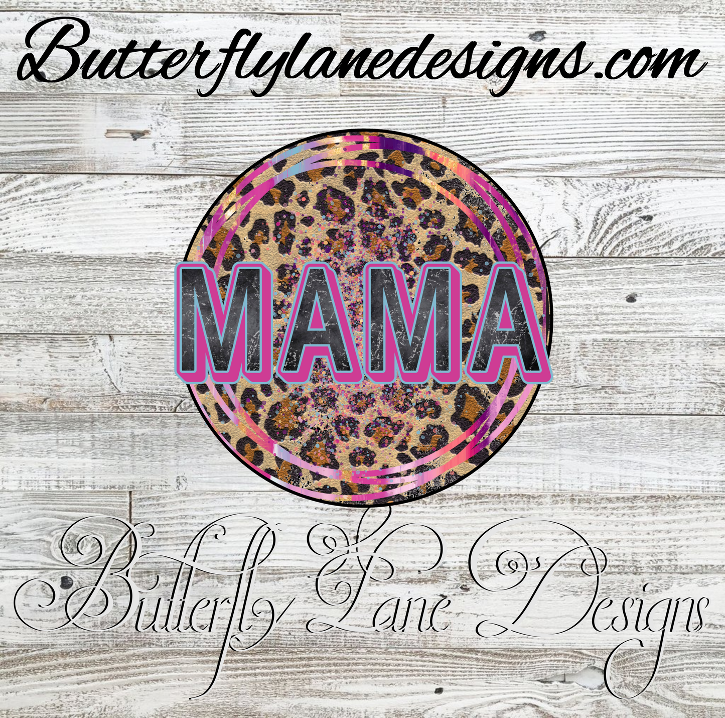 Mama-Circle-leopard print-hot pink shadow  :: Clear Cast Decal