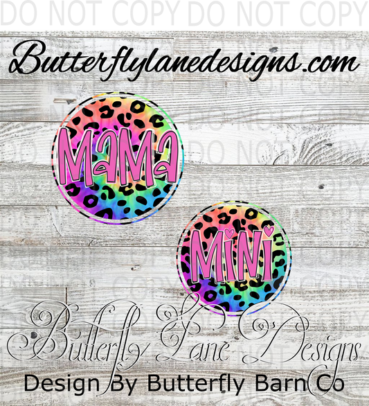 Mama-Mini- Neon leopard print :: Clear Decal :: VC Decal