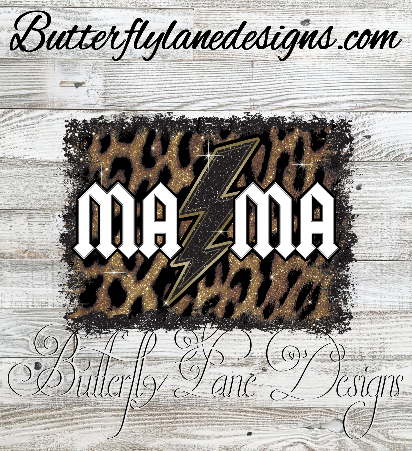 Mama-Square-Lightening bolt leopard print :: Clear Decal or VCD