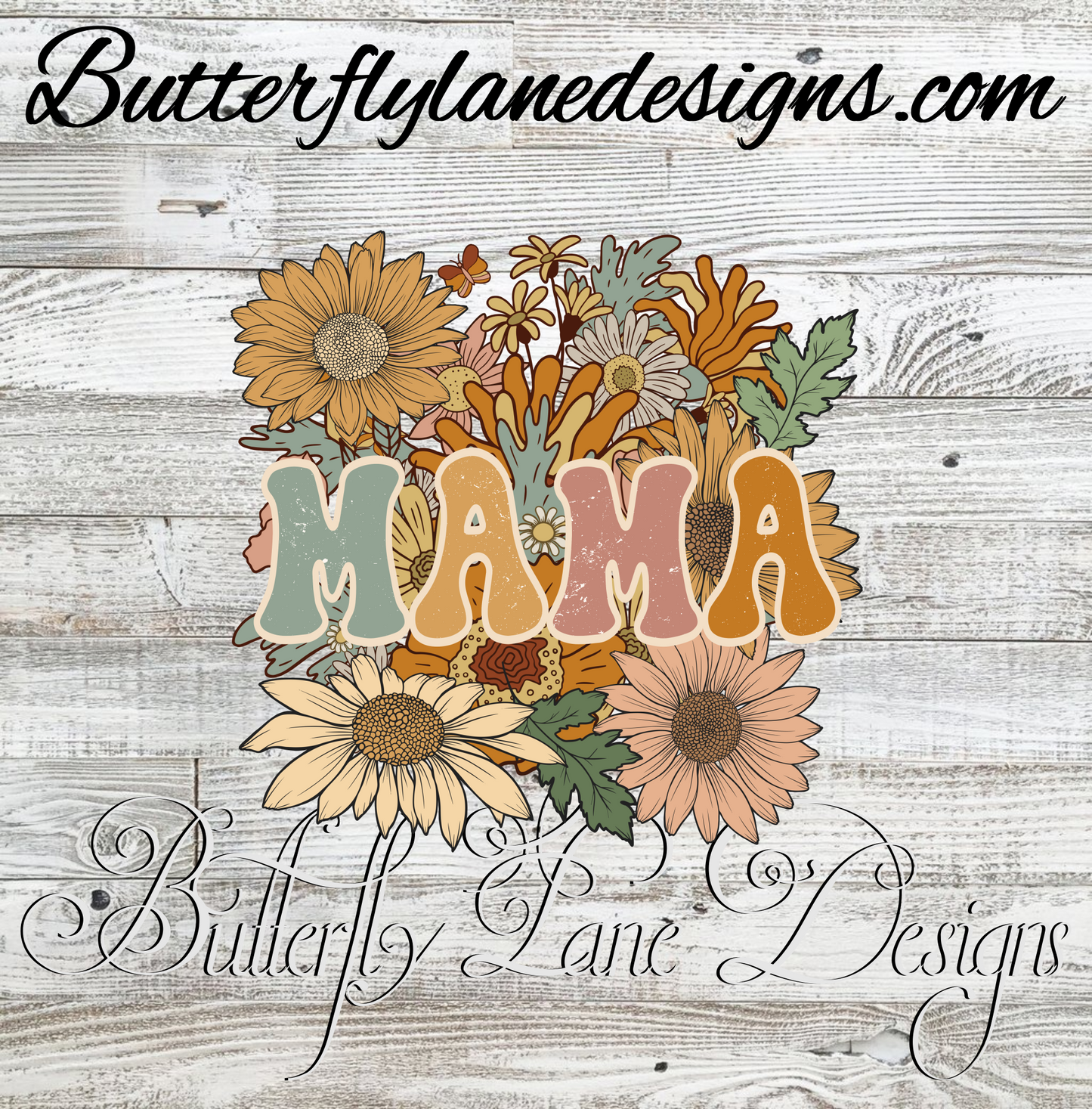 Mama-Vintage flowers ::  Clear Decal :: VC Decal