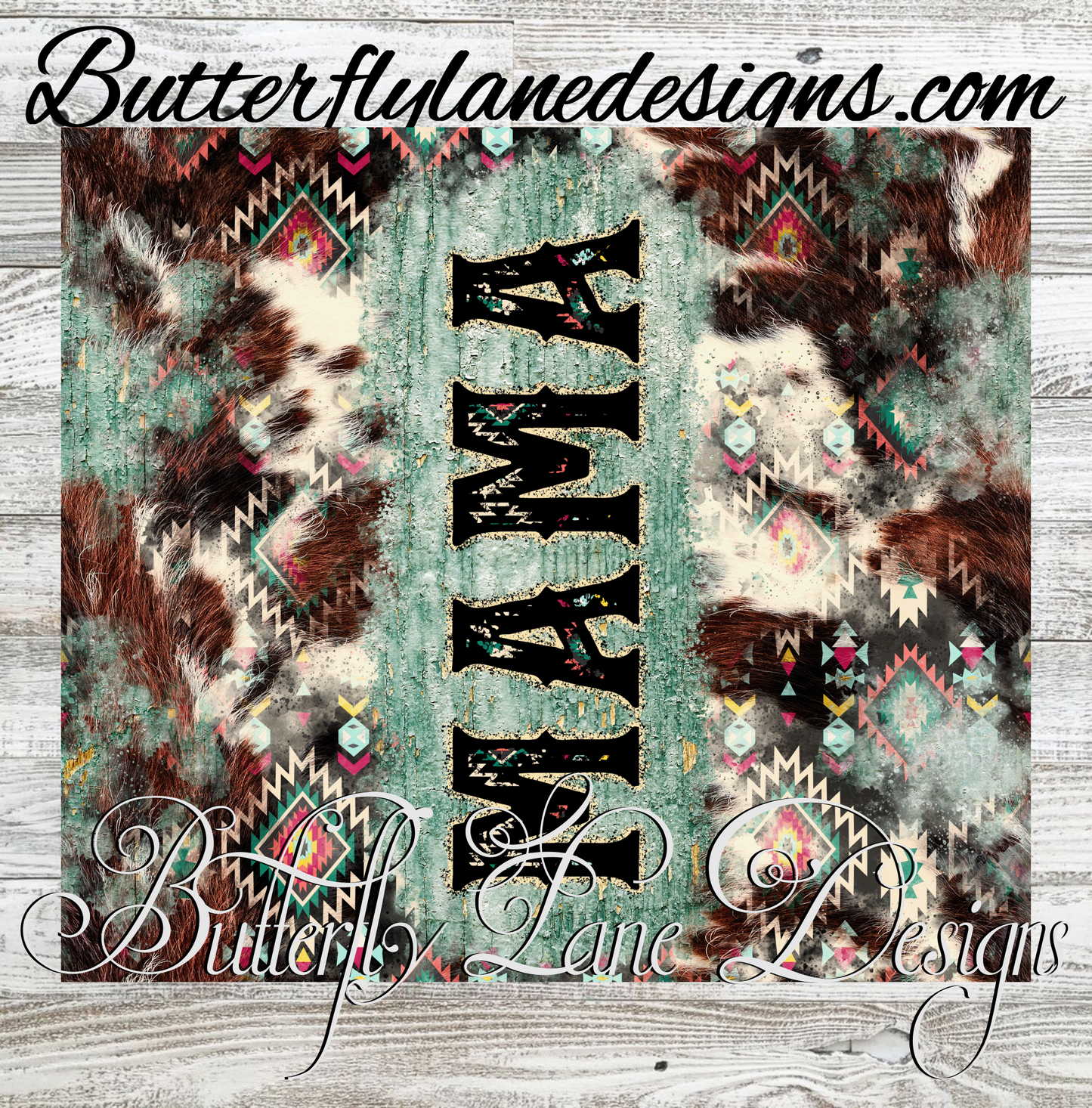Mama :: Country Western Aztec Mama :: White Cast Tumbler wrap
