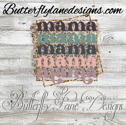 Mama Life-x4 leopard print-gold square :: Clear Cast Decal