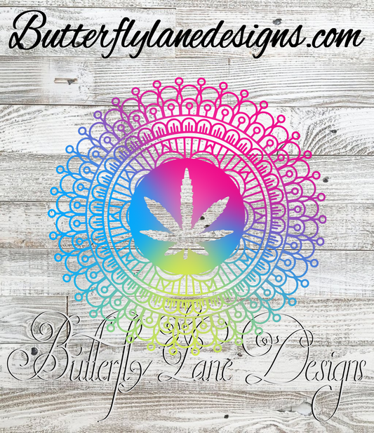 Mandala -Rainbow colors 420 :: Clear Decal or VCD