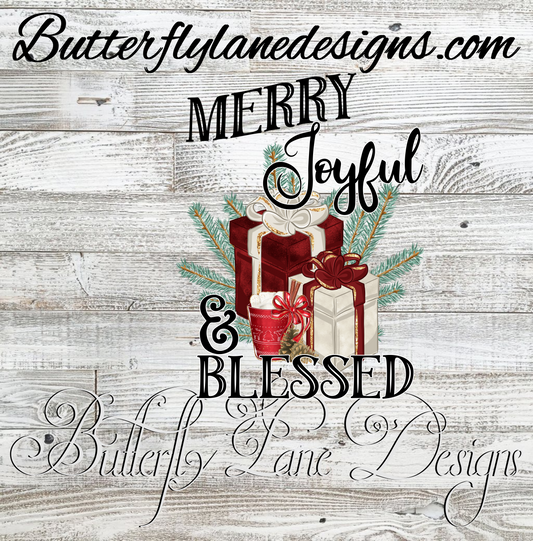 Merry Joyful & Blessed :: Clear Cast Decal