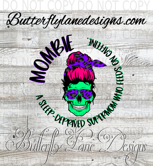 Mombie-green skull: Clear Decal :: VC Decal