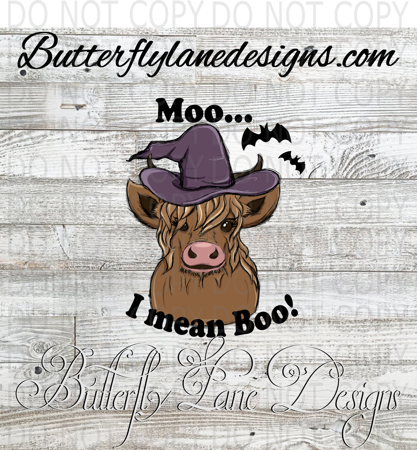 Moo- I mean Boo-Highland cow 02 :: Clear Decal :: VC Decal