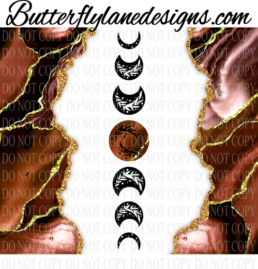 Moon Phase wrap-amber agate-1-BLD :: Tumbler wrap