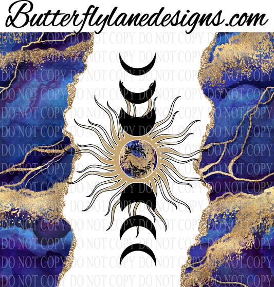 Moon Phase wrap-blue sun 1-BLD :: Tumbler wrap