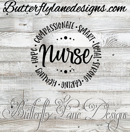 Nurse Circle-smart, loyal, strong, caring etc.  :: Clear Cast Decal