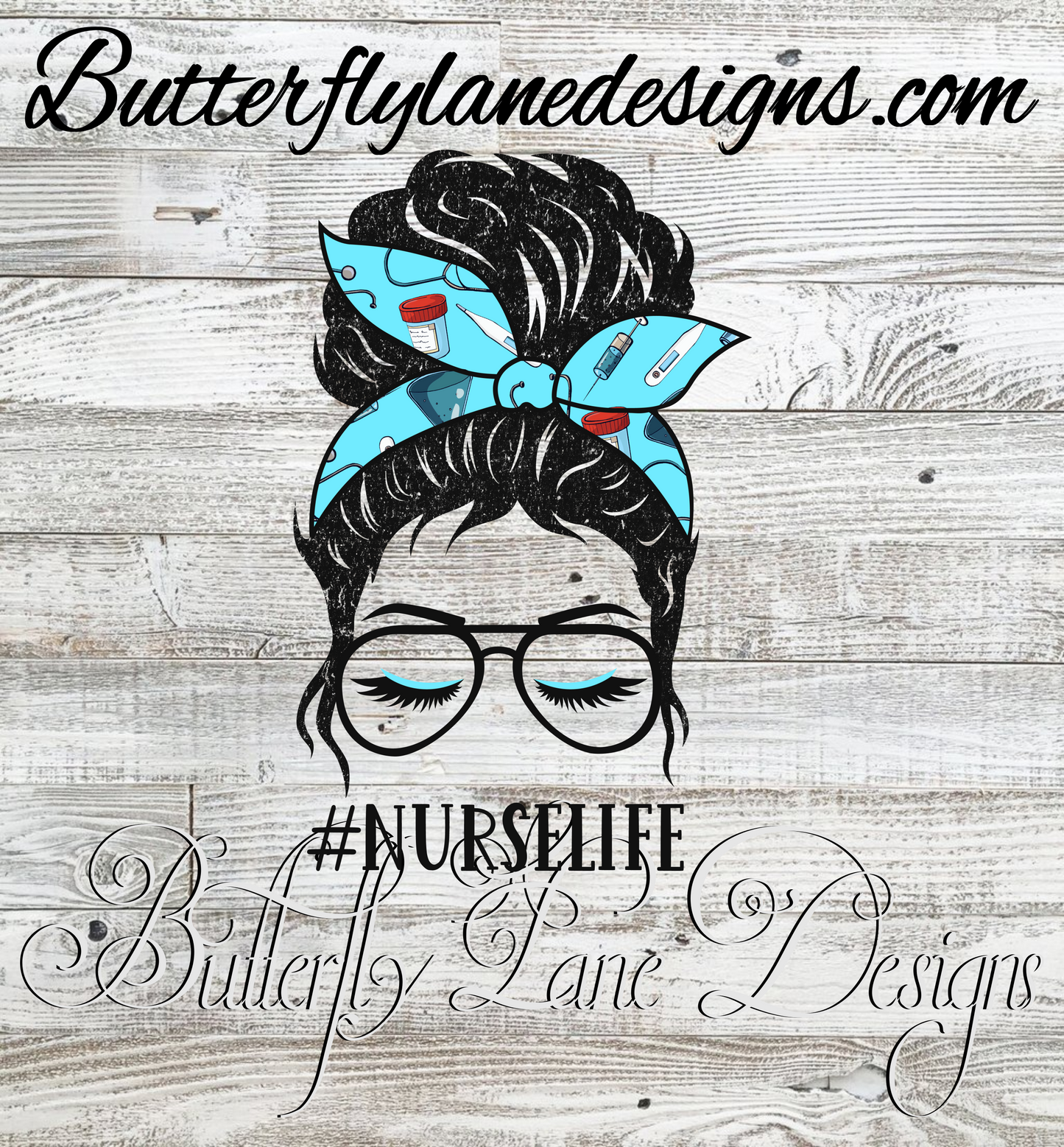 Nurse Life blue eyes - Messy Bun :: Clear Cast Decal
