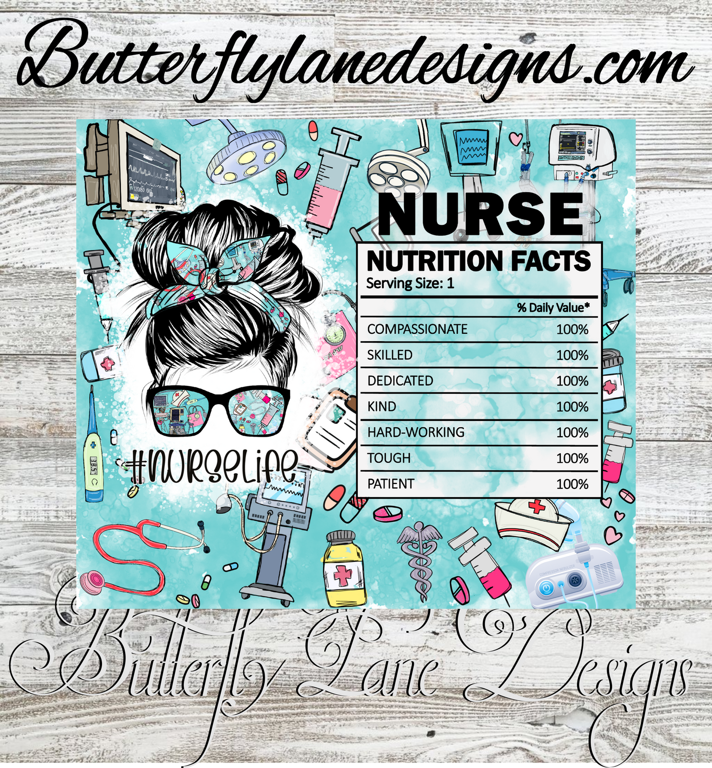 Nurse Life-nutrition facts-wrap  :: White Cast Tumbler wrap