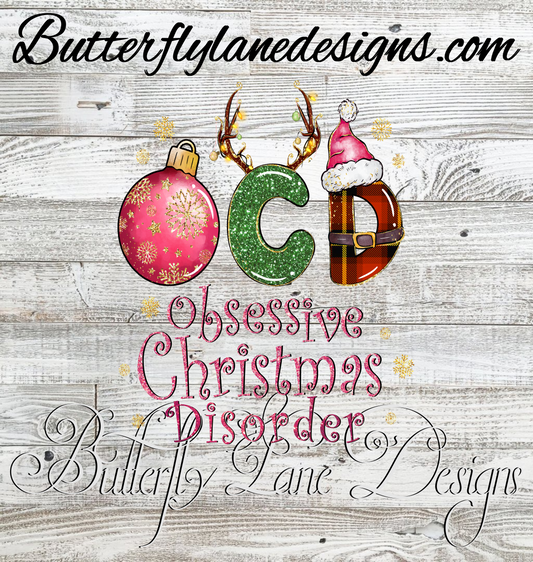 OCD-Obsessive Christmas Disorder : Clear Decal :: VC Decal