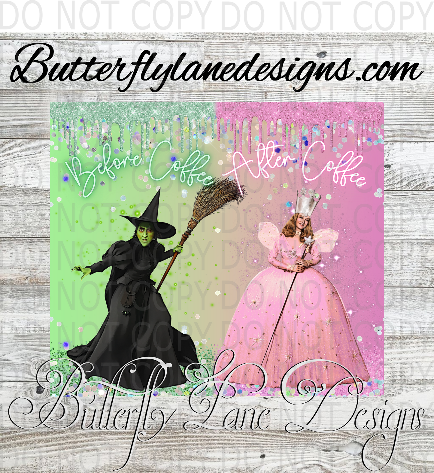 Good witch-bad witch- Before -after coffee witches :: Tumbler wrap