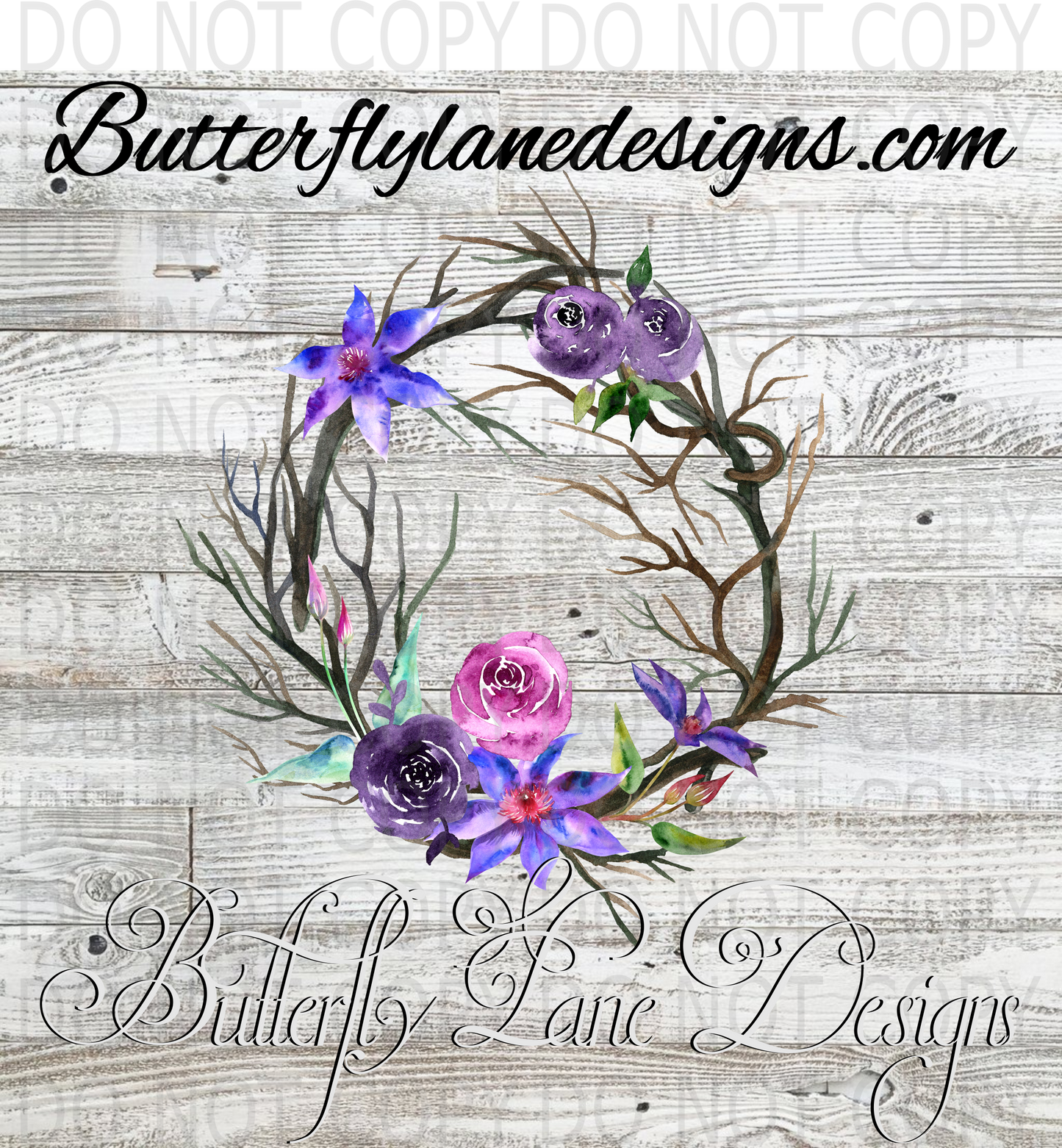 Pastel flowers with vine wreath :: Clear Decal :: VC Decal