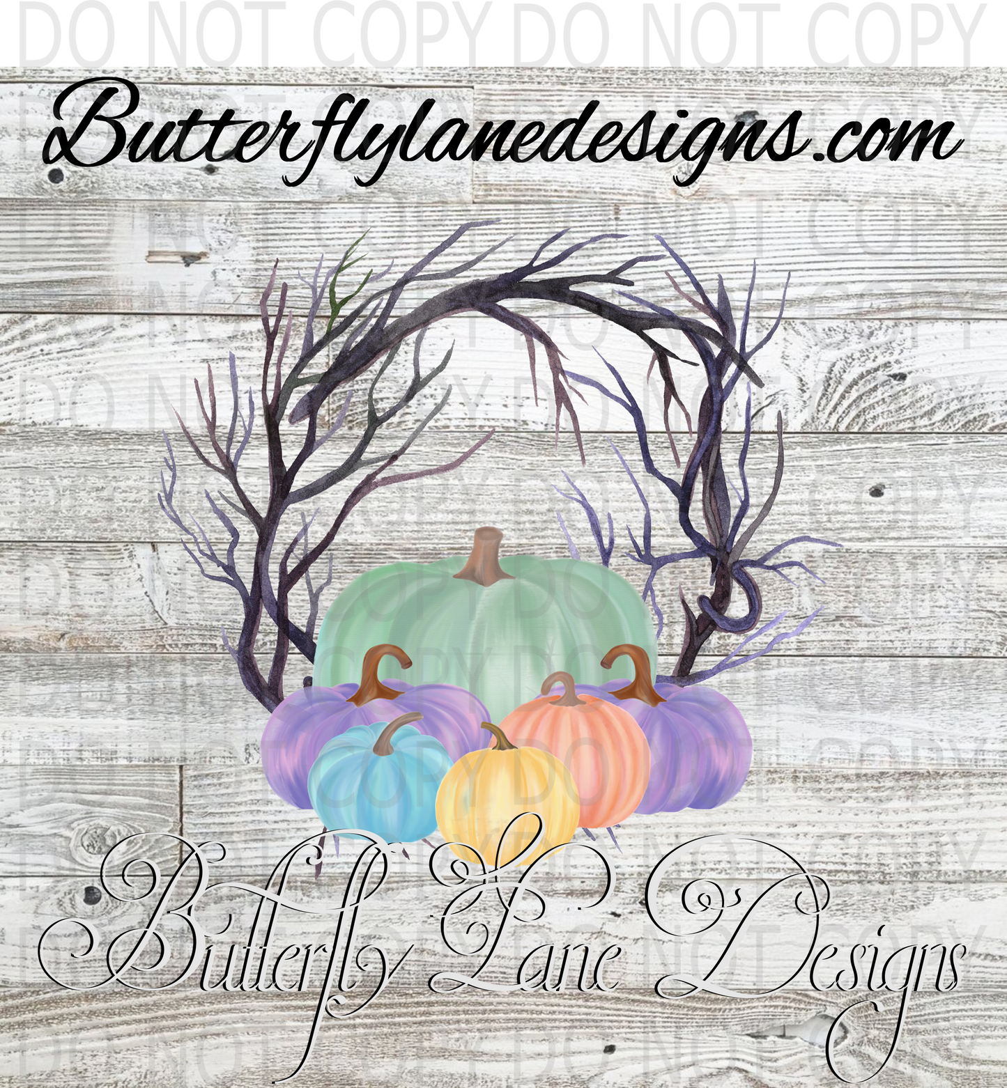 Pastel pumpkin bunch with vine wreath :: Clear Decal :: VC Decal