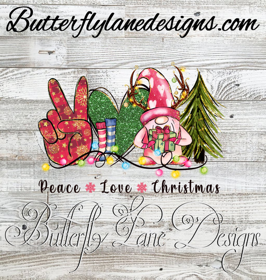 Peace love Christmas-gnome- :: Clear Decal :: VC Decal