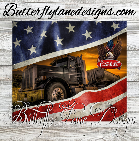 Peterbilt Stars and Stripes 01 :: White Cast Tumbler wrap