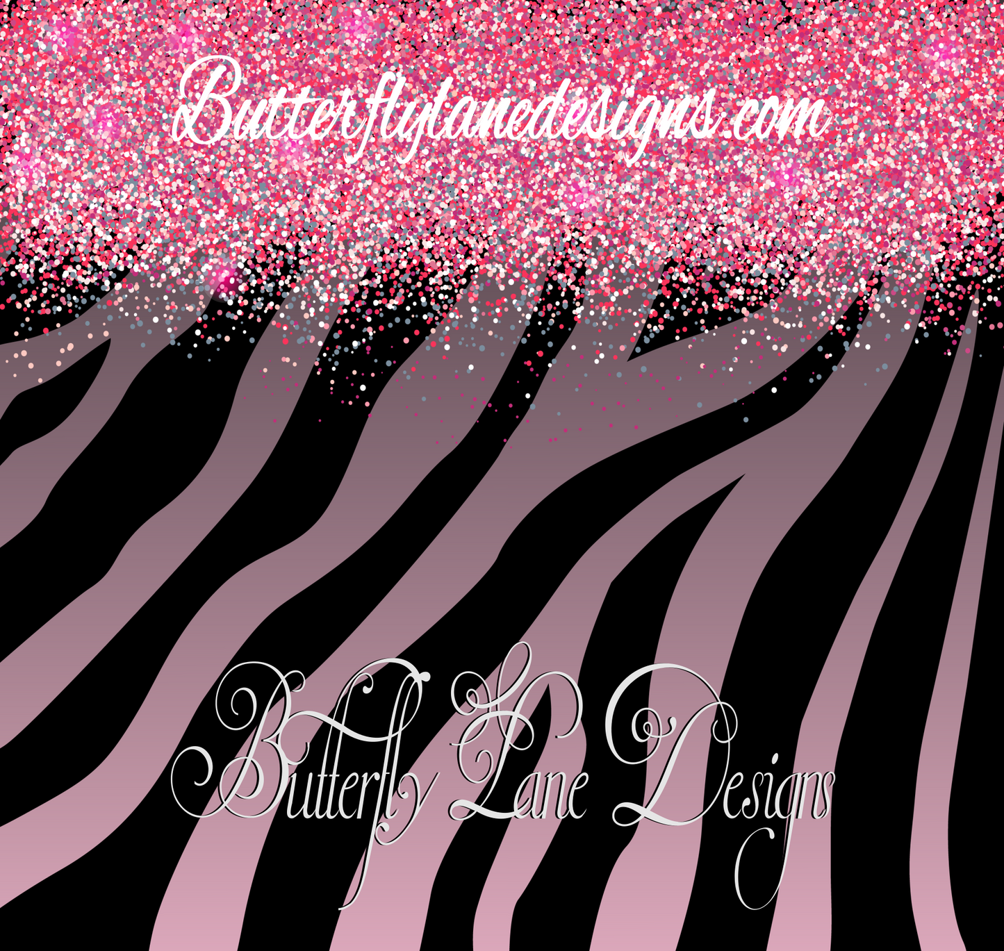 Pink Glitter-Pink Zebra print wrap :: Tumbler wrap