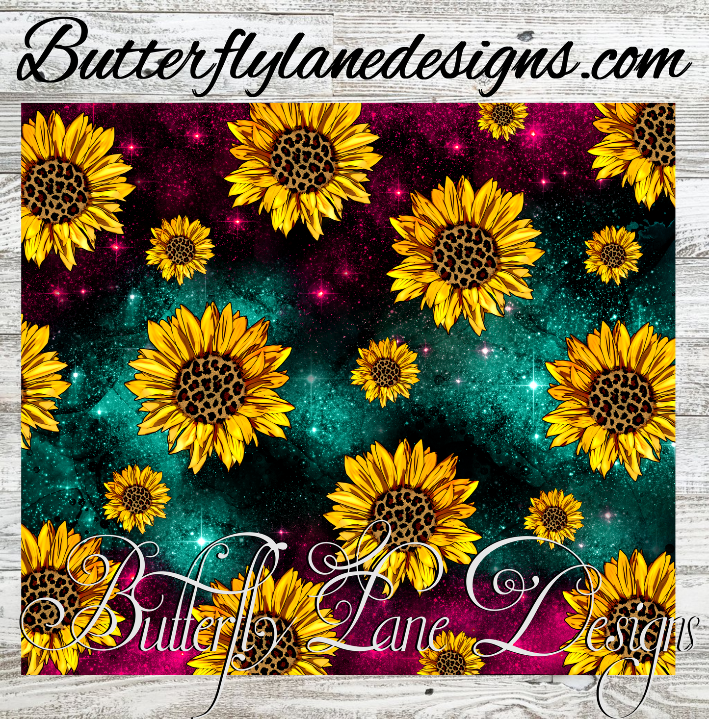 Pink Green Sunflowers-leopard print :: White Cast Tumbler wrap