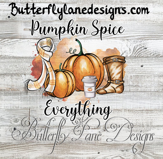 Pumpkin Spice Everything-boots, scarf, pumpkins ::  Clear Cast Decal