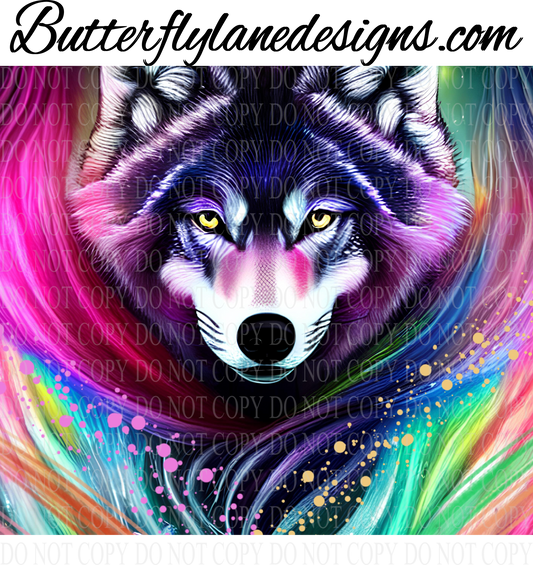 Colorful Rainbow wolf  :: Tumbler wrap