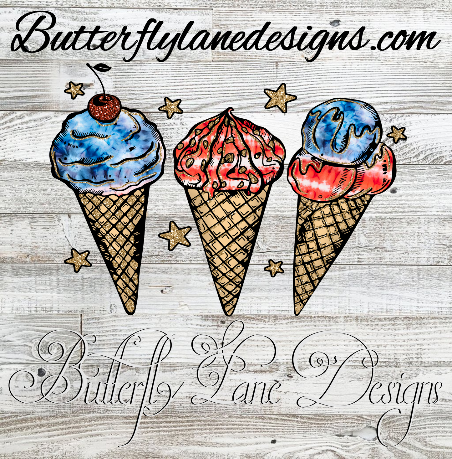 Red-white -blue ice cream cones :: Clear Decal :: VC Decal