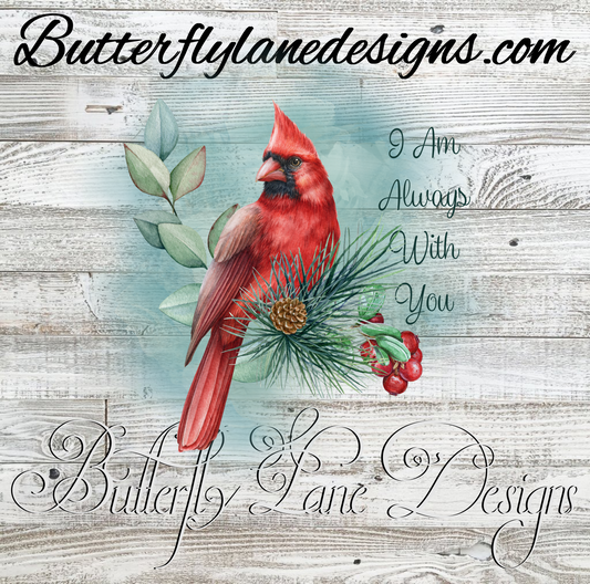 Red Cardinal-I am always with you :: Clear Cast Decal