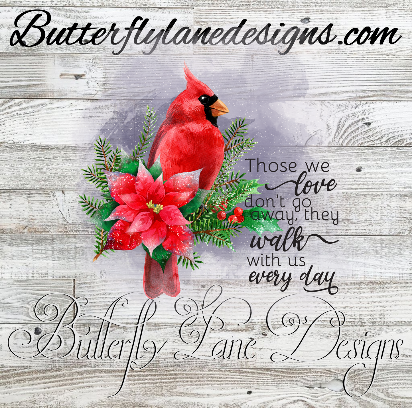 Red Cardinal-Those we love; don't go away  :: Clear Cast Decal