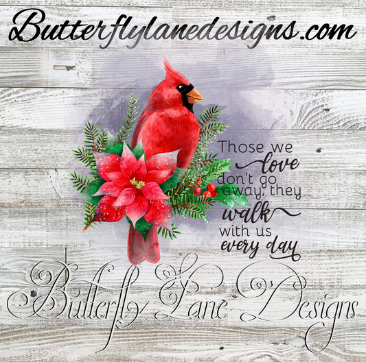 Red Cardinal-Those we love; don't go away  :: Clear Cast Decal