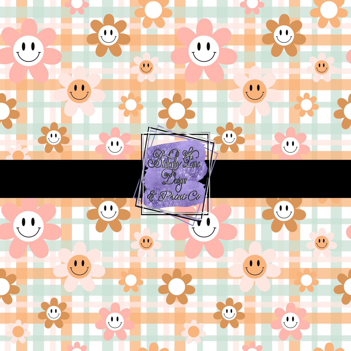 Retro Plaid smiley faces  PV 448 - Patterned Vinyl